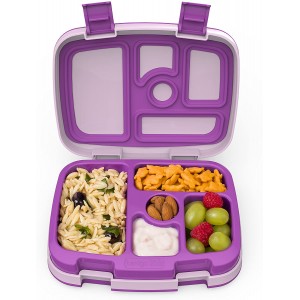 Meidong Kids Childrens Lunch Box - Bento-Styled Lunch Solution Offers Durable, Leak-Proof, On-the-Go Meal and Snack Packing (Purple)